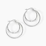Cr&eacute;oles Argent Blanc Marjorie - Boucles d'oreilles cr&eacute;oles Femme | Histoire d&rsquo;Or