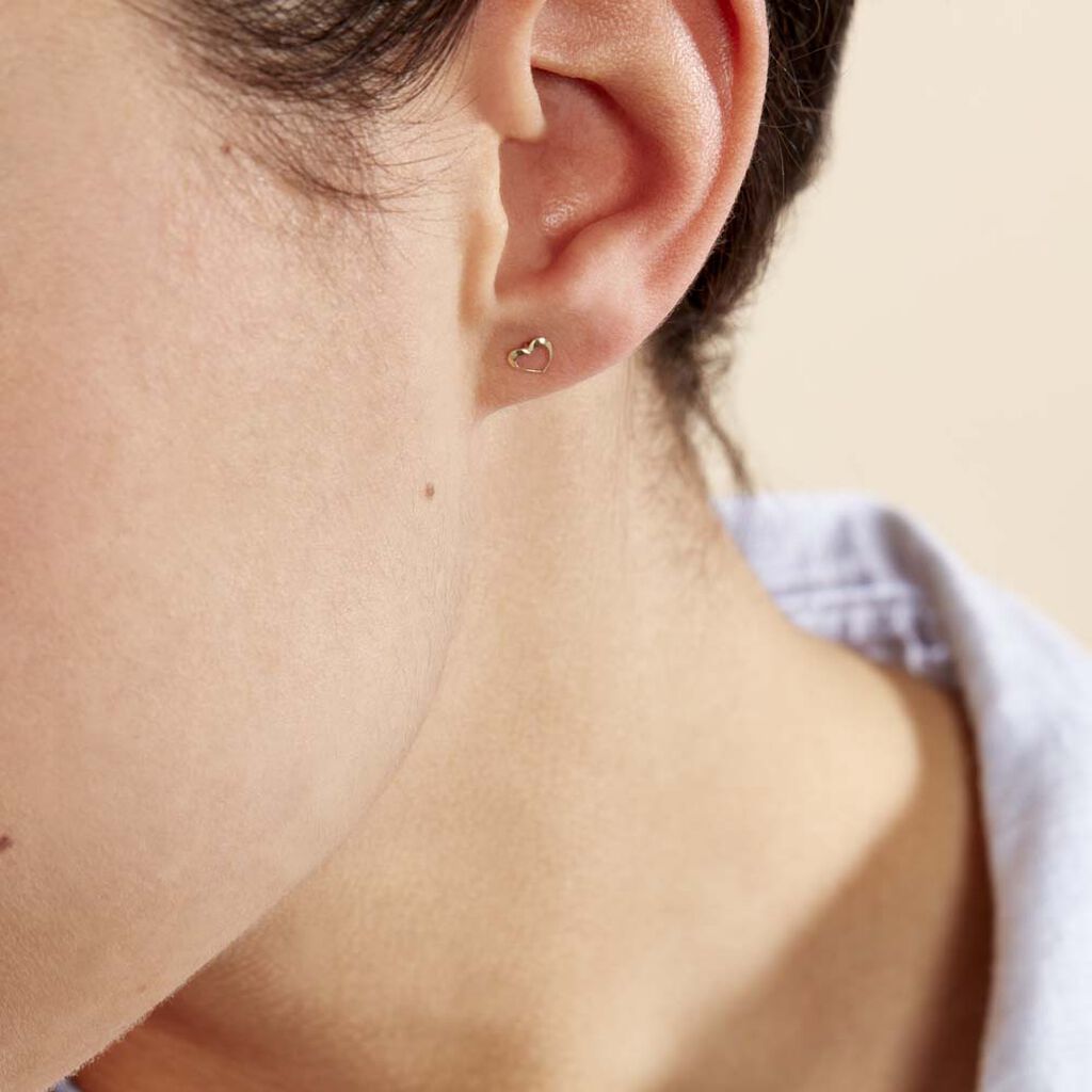 Boucles D'oreilles Puces Anne-maudae Coeurs Or Jaune - Clous d'oreilles Femme | Histoire d’Or