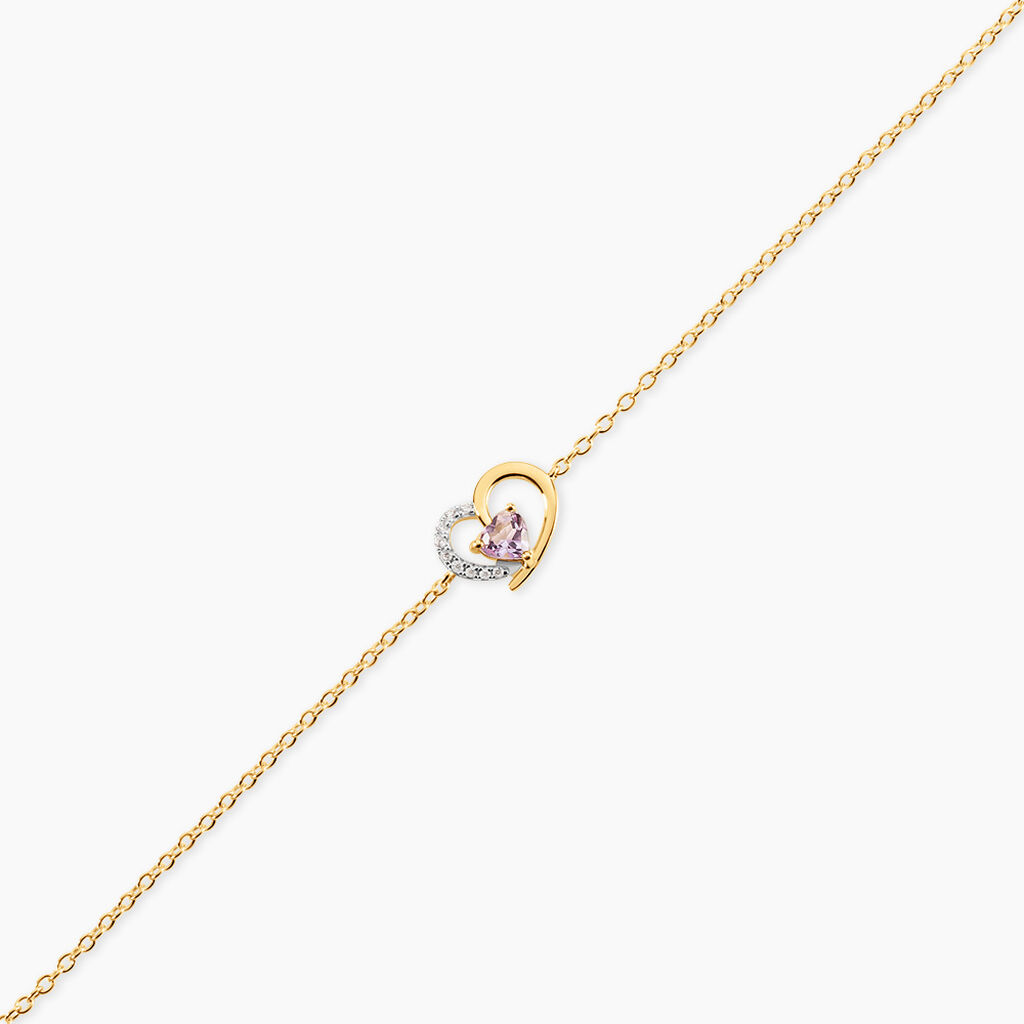 Bracelet Eliana Argent Dor&eacute; A L'Or 750/1000 Am&eacute;thyste Oxyde De Zirconium - Bracelets Pierre Femme | Histoire d&rsquo;Or