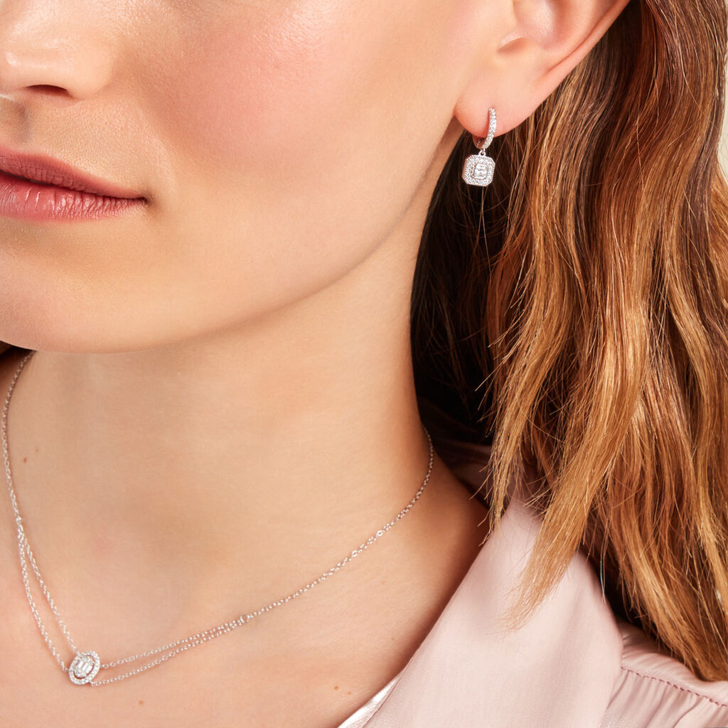 Créoles Ninette Argent Blanc Oxyde De Zirconium - Boucles d'oreilles créoles Femme | Histoire d’Or