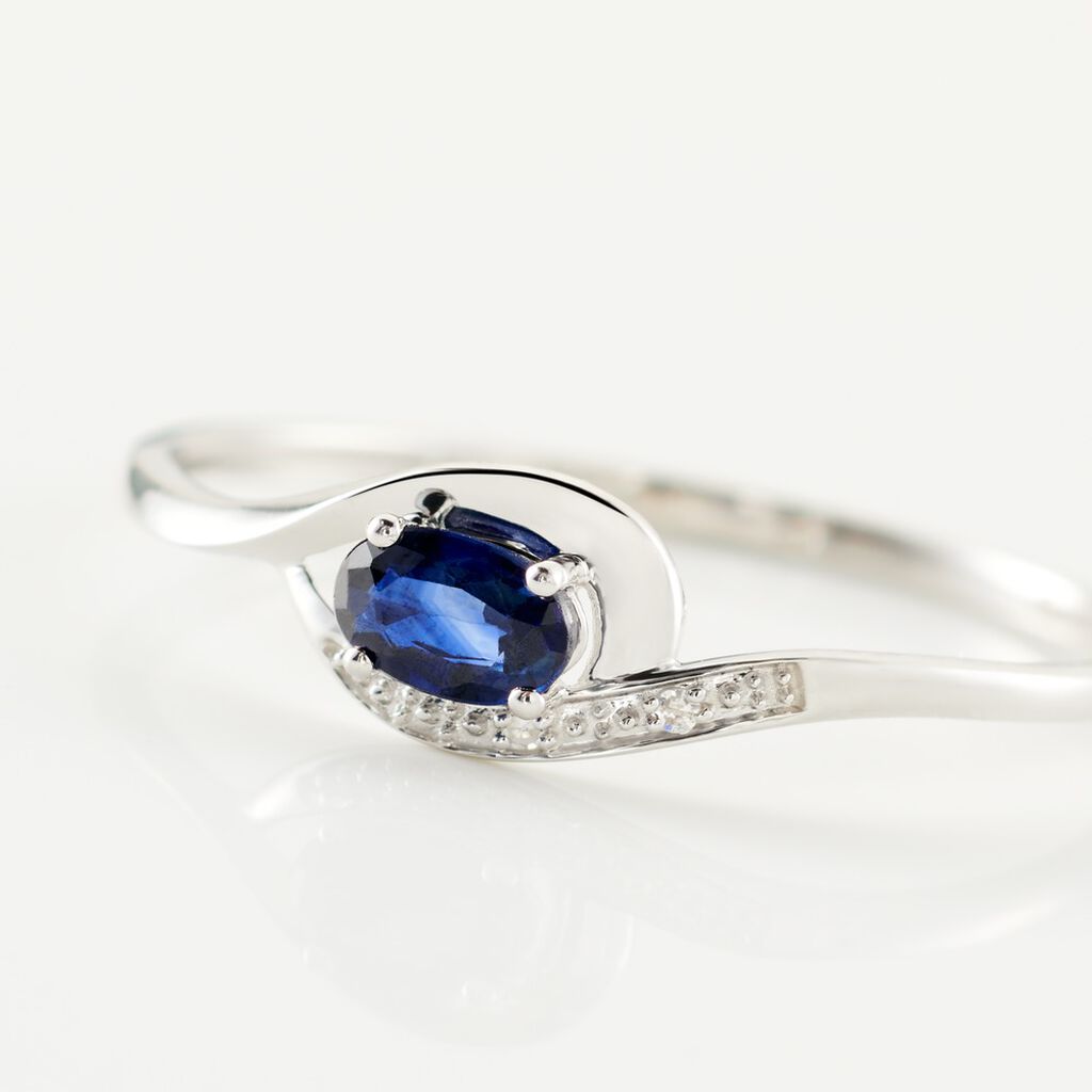 Bague Emotion Or Blanc Saphir Diamant - Bagues avec pierre Femme | Histoire d’Or