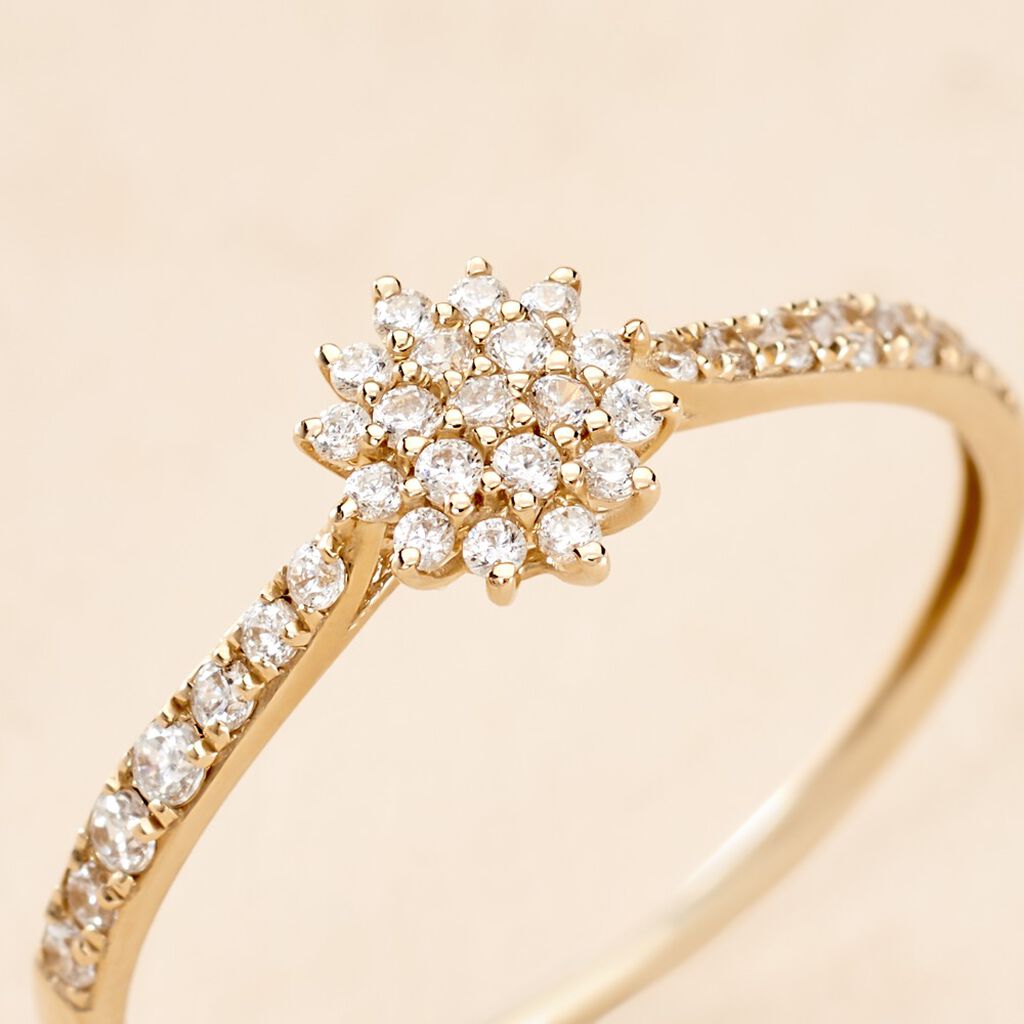 Bague Shin Or Jaune Oxyde De Zirconium - Bagues avec pierre Femme | Histoire d&rsquo;Or