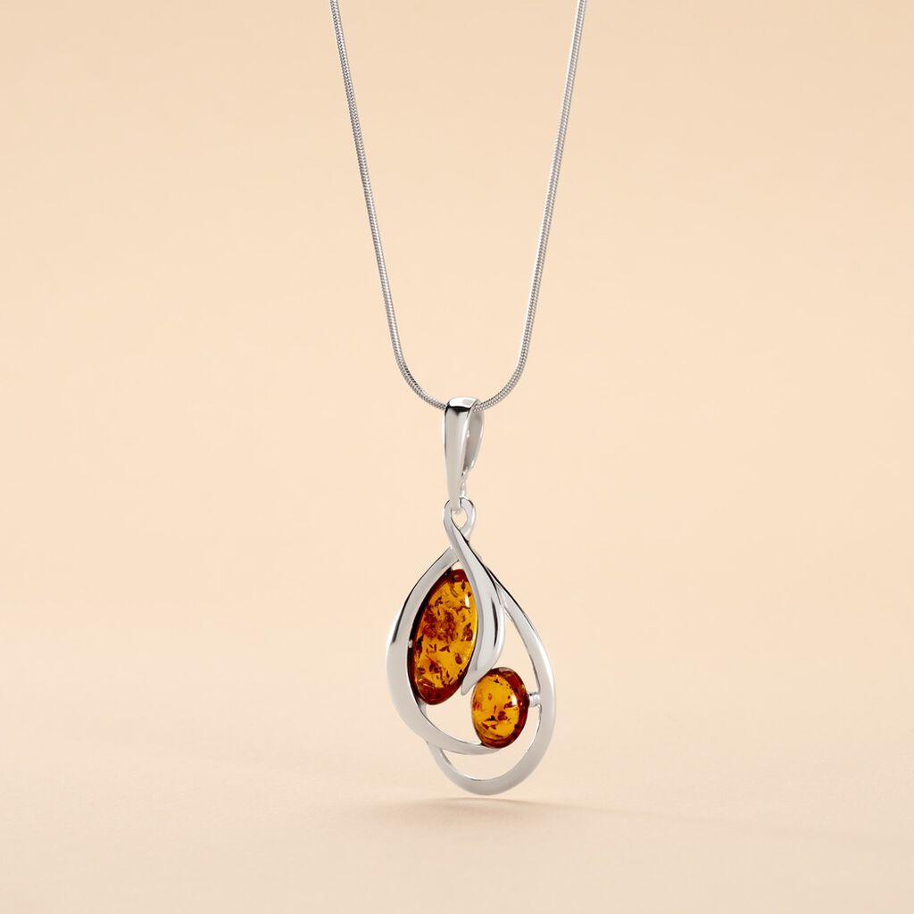 Collier Argent Blanc Hailey Ambre - Colliers fantaisie Femme | Histoire d&rsquo;Or
