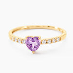 Bague Love Ring Or Jaune Am&eacute;thyste Oxyde De Zirconium - Bagues solitaires Femme | Histoire d&rsquo;Or