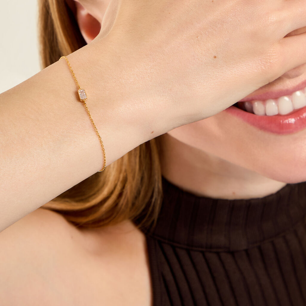 Bracelet Cerise Plaqu&eacute; Or Jaune Oxyde De Zirconium - Bracelets Femme | Histoire d&rsquo;Or