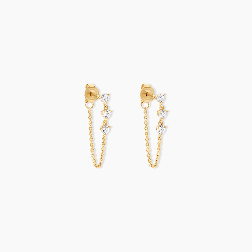 Boucles D'Oreilles Pendantes Orion Argent Dor&eacute; A L'Or 750/1000 Oxyde De Zirconium - Boucles d'oreilles pendantes Femme | Histoire d&rsquo;Or