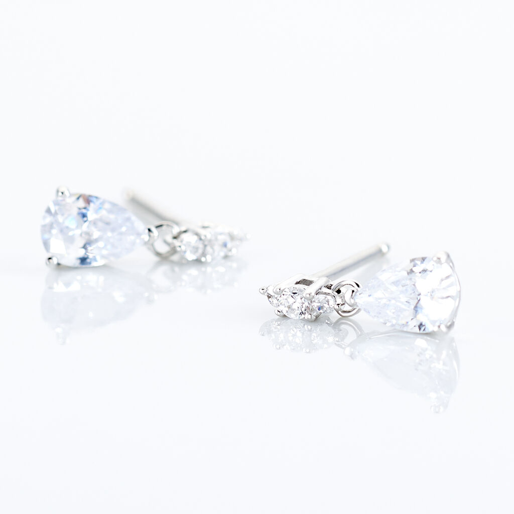 Boucles D'oreilles Pendantes Marie-helena Argent  Oxyde De Zirconium - Boucles d'oreilles fantaisie Femme | Histoire d’Or