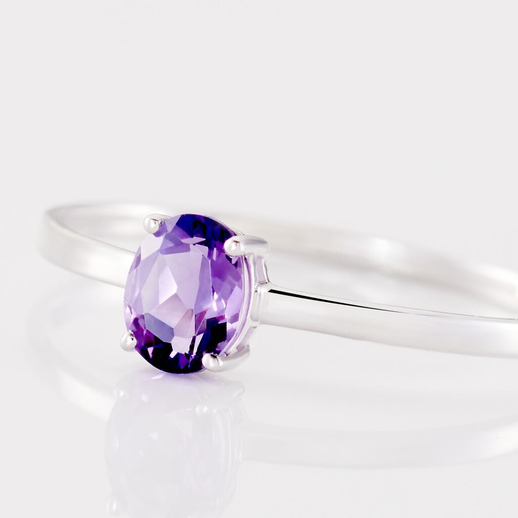 Solitaire Or Blanc Lily Améthyste - Bagues solitaires Femme | Histoire d’Or