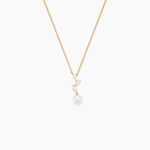 Collier Nacree Argent Dor&eacute; A L'Or 750/1000 Perle De Culture Oxyde De Zirconium - Colliers Femme | Histoire d&rsquo;Or
