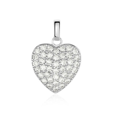 Pendentif Amelot Argent Blanc Oxyde De Zirconium - Pendentifs Coeur Femme | Histoire d’Or