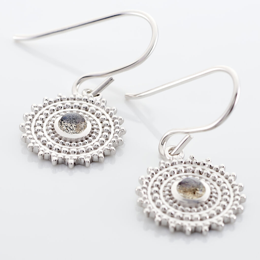 Boucles D'oreilles Pendantes Nyoko Argent Blanc Labradorite - Boucles d'oreilles fantaisie Femme | Histoire d&rsquo;Or