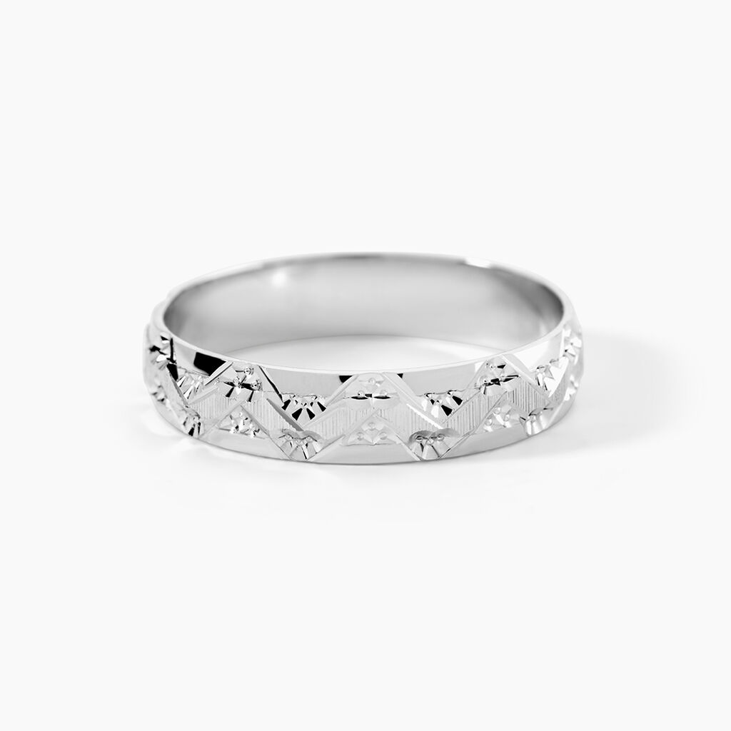 Alliance Clotilde Ruban Plat Or Blanc - Alliances Classiques Unisex | Histoire d&rsquo;Or