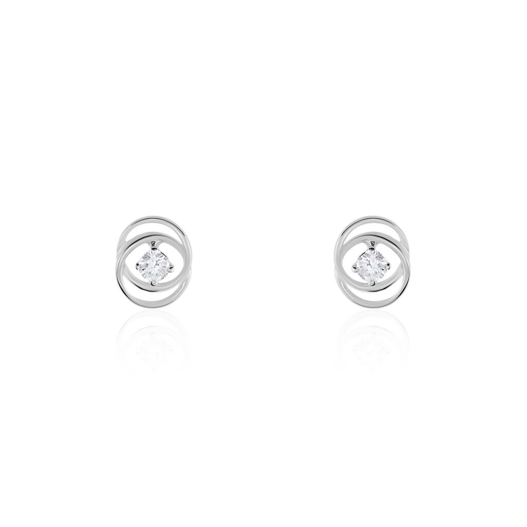 Boucles D'oreilles Puces Nid D'amour Or Blanc Diamant - Clous d'oreilles Femme | Histoire d’Or
