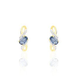 Boucles D'oreilles Puces Or Jaune Saphir Et Diamant - Boucles d'oreilles pendantes Femme | Histoire d’Or