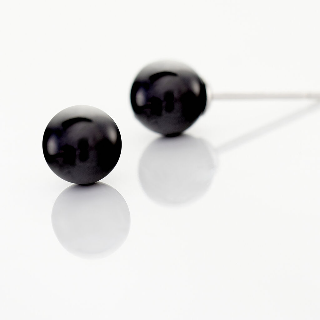 Boucles D'oreilles Puces Orbe Argent Blanc C&eacute;ramique - Boucles d'oreilles fantaisie Femme | Histoire d&rsquo;Or