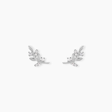 Boucles D'oreilles Puces Evonne Argent Blanc Oxyde De Zirconium - Boucles d'oreilles fantaisie Femme | Histoire d&rsquo;Or