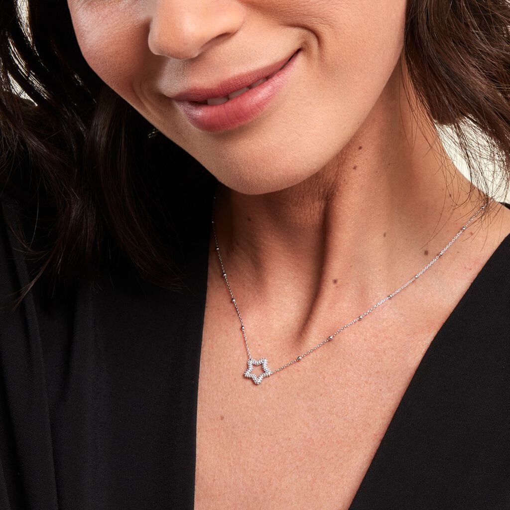 Collier Aella Argent Blanc - Colliers fantaisie Femme | Histoire d’Or