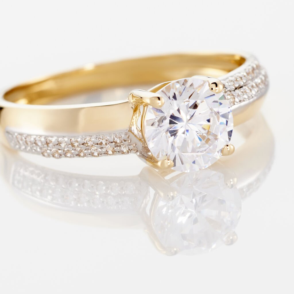 Bague Solitaire Messine Or Jaune Oxyde De Zirconium - Bagues solitaires Femme | Histoire d’Or