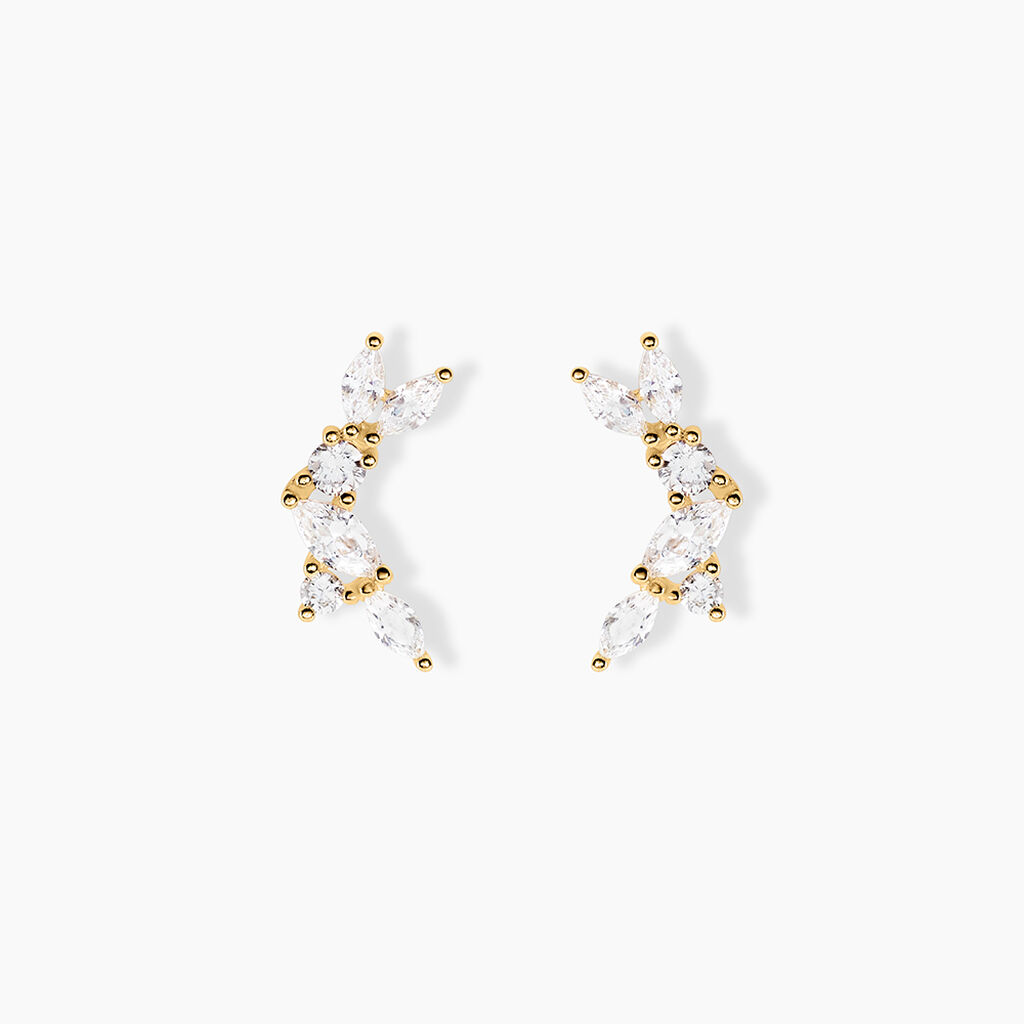 Boucles D'Oreilles Puces Sparkle Or Jaune Oxyde De Zirconium - Clous d'oreilles Femme | Histoire d&rsquo;Or