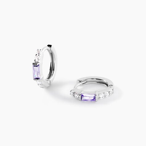 Creoles Rio Argent Blanc Oxyde De Zirconium - Boucles d'oreilles cr&eacute;oles Femme | Histoire d&rsquo;Or
