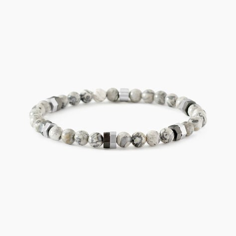Bracelet Jourdan Acier Blanc Jaspe Africain - Bracelets Homme | Histoire d&rsquo;Or