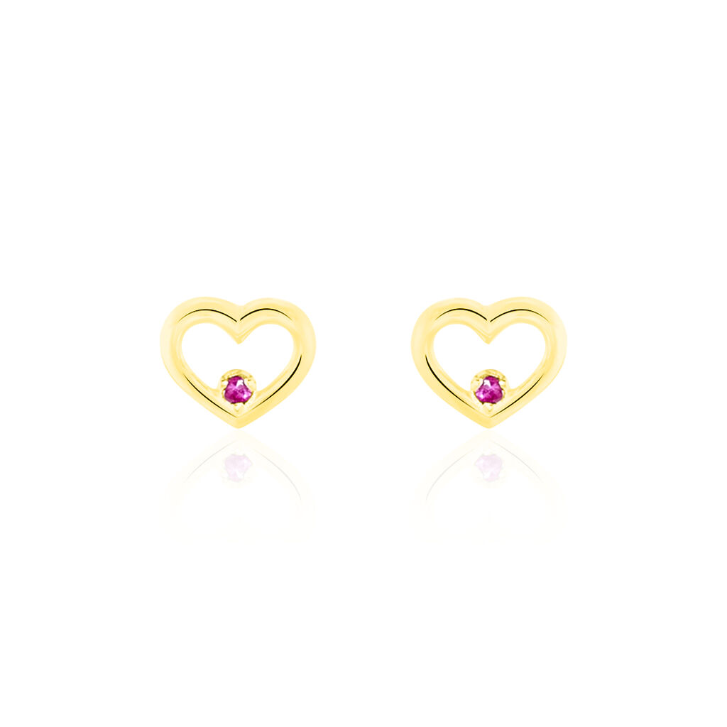 Boucles D'oreilles Puces Martella Or Jaune Rubis - Clous d'oreilles Femme | Histoire d’Or