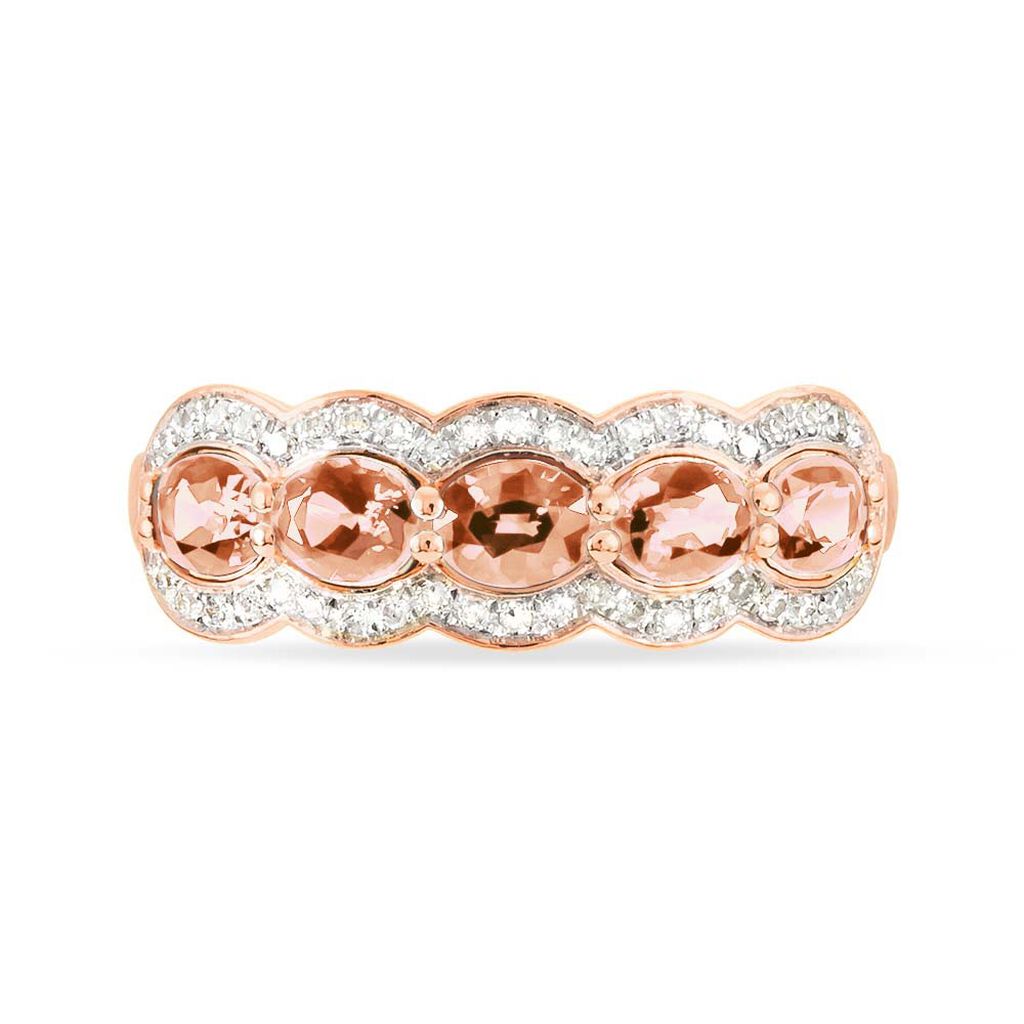 Bague Margaux Or Rose Morganite Et Diamant - Bagues avec pierre Femme | Histoire d’Or