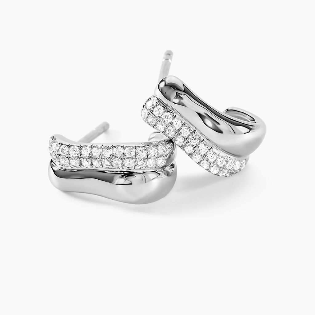 Créoles Nandie Argent Blanc Oxyde De Zirconium - Boucles d'oreilles créoles Femme | Histoire d’Or