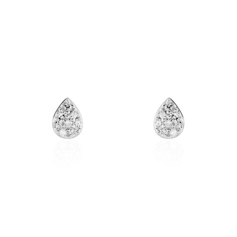 Boucles D'oreilles Puces Nevena Or Blanc Diamant - Clous d'oreilles Femme | Histoire d&rsquo;Or