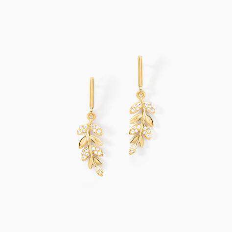 Boucles D'oreilles Pendantes Or Jaune Nahia Oxydes De Zirconium - Boucles d'oreilles pendantes Femme | Histoire d&rsquo;Or
