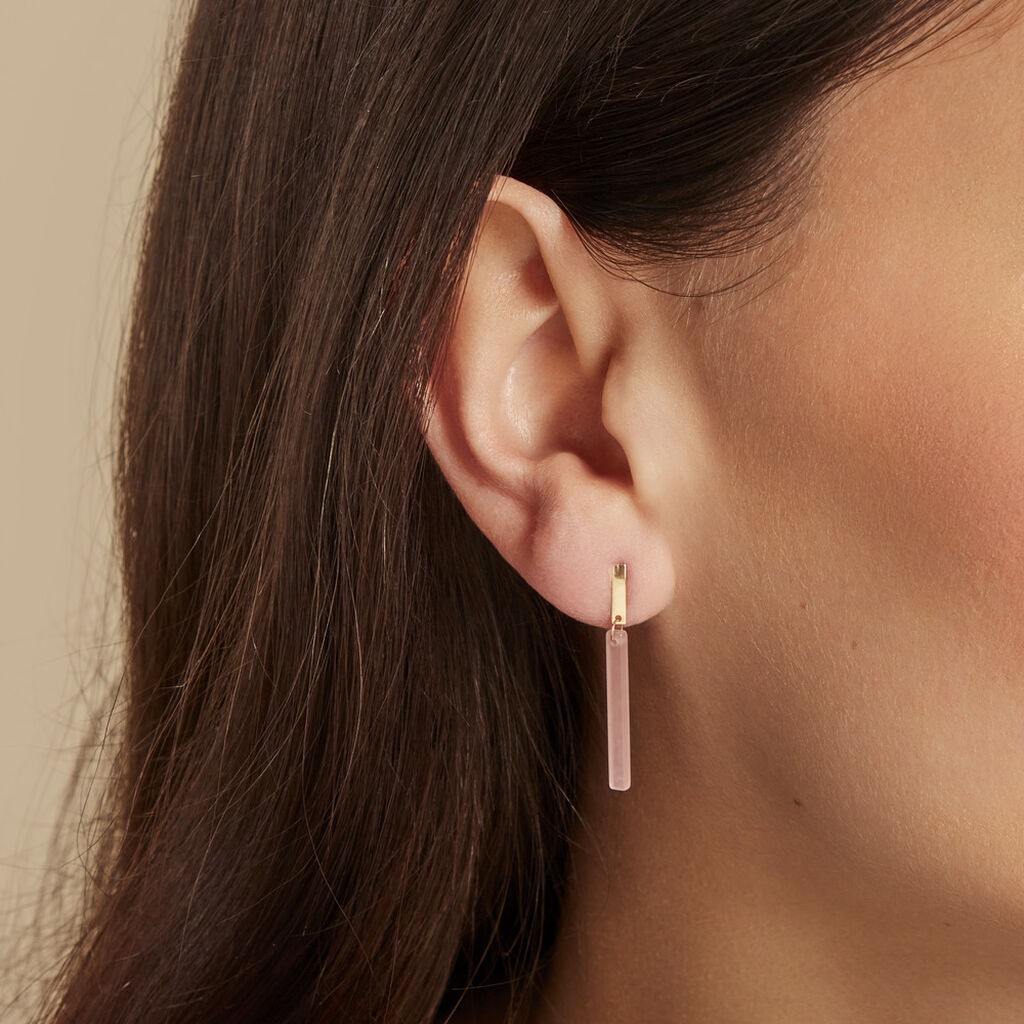 Boucles D'oreilles Pendantes Halcyone Or Jaune Calcédoine - Boucles d'oreilles pendantes Femme | Histoire d’Or