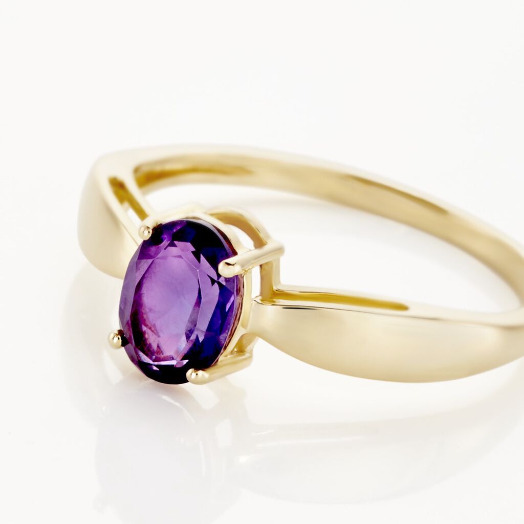 Bague Solitaire Arzula Or Jaune Amethyste - Bagues solitaires Femme | Histoire d’Or