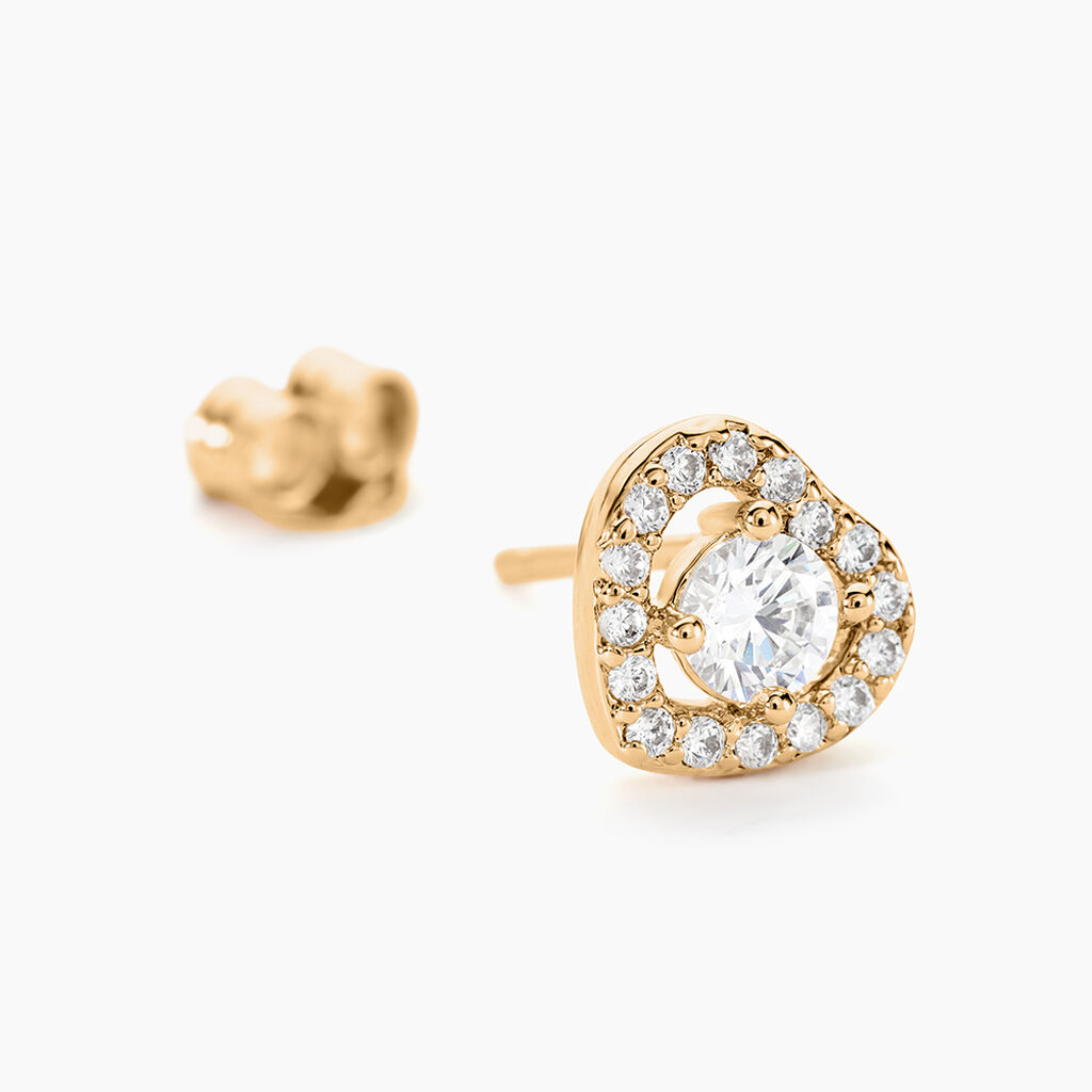 Boucles D'oreilles Puces Alais Plaqué Or Jaune Oxyde De Zirconium - Boucles d'oreilles fantaisie Femme | Histoire d’Or