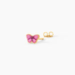 Boucles D'Oreilles Puces Sulivia Papillon Argent Dor&eacute; A L'Or 750/1000 - Boucles d'oreilles fantaisie Enfant | Histoire d&rsquo;Or