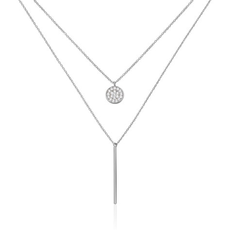 Collier Manna Argent Blanc Oxyde De Zirconium - Colliers doubles et triples chaînes Femme | Histoire d’Or