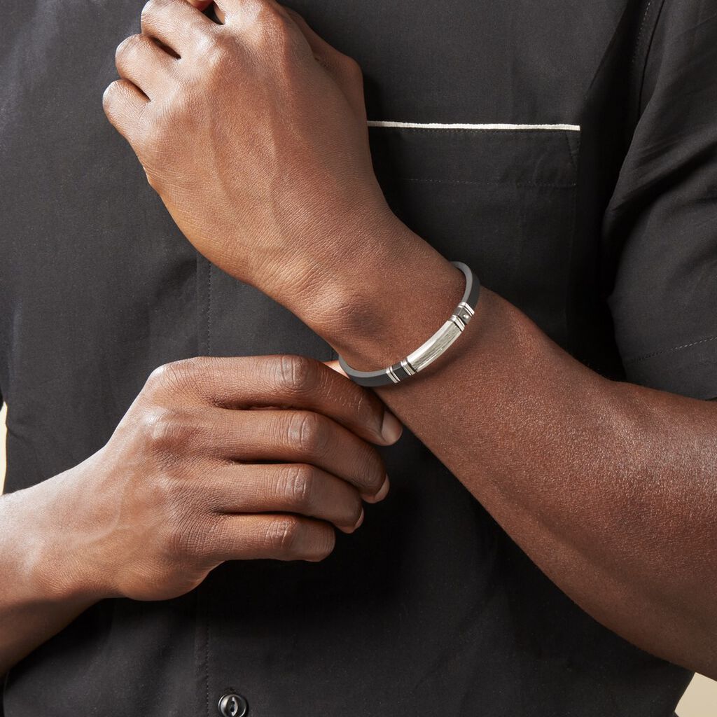 Bracelet Eric Acier Blanc Pierre De Synthese - Bracelets Homme | Histoire d’Or