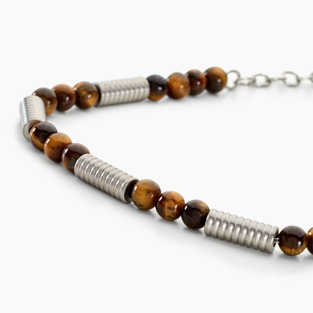 Bracelet Olek Acier Blanc Oeil De Tigre - Bracelets Homme | Histoire d’Or