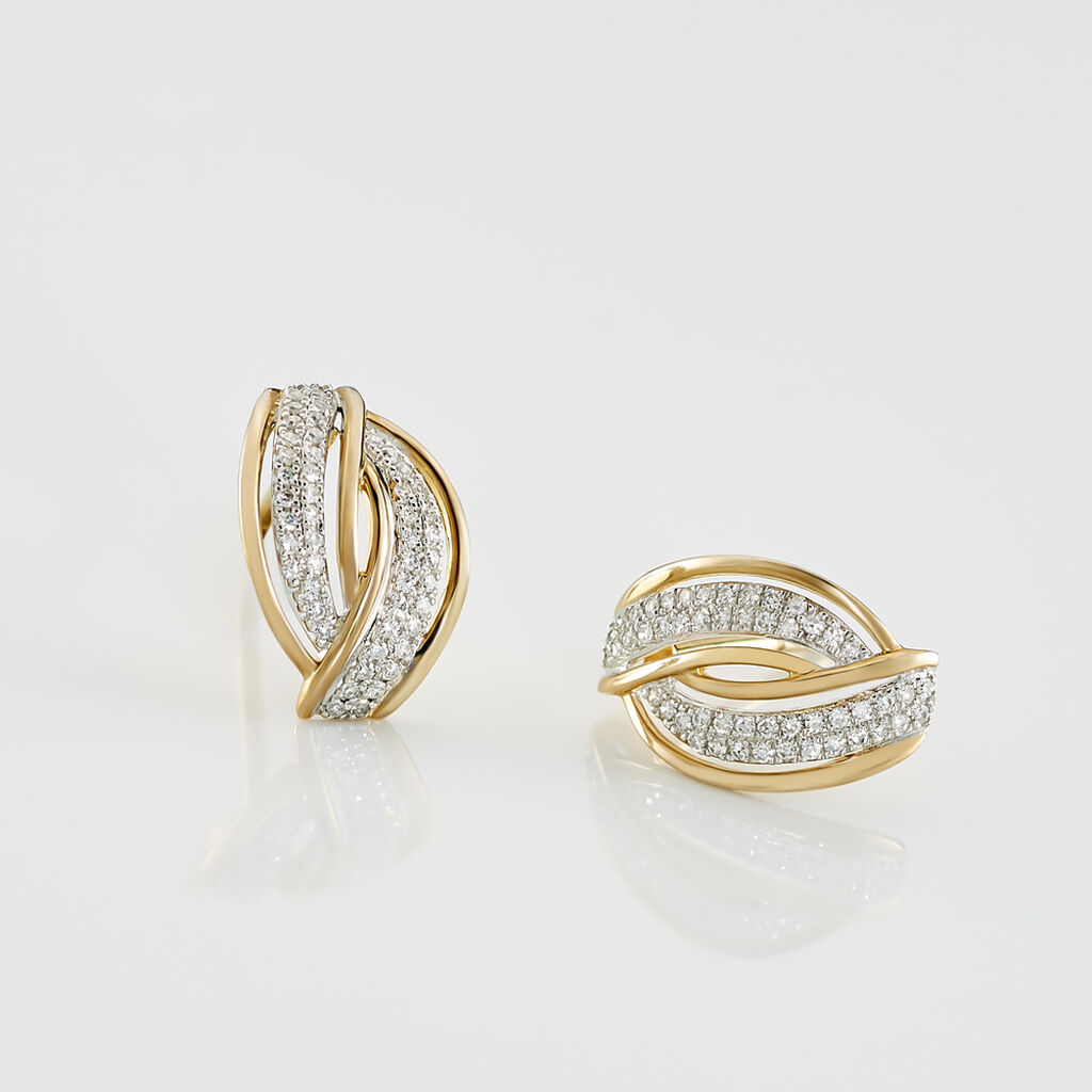 Boucles D'oreilles Puces Enora Or Jaune Diamant - Clous d'oreilles Femme | Histoire d’Or