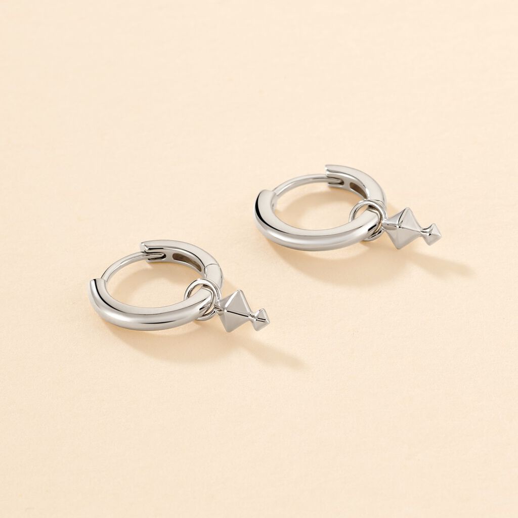 Créoles Olmos Argent Blanc - Boucles d'oreilles créoles Femme | Histoire d’Or