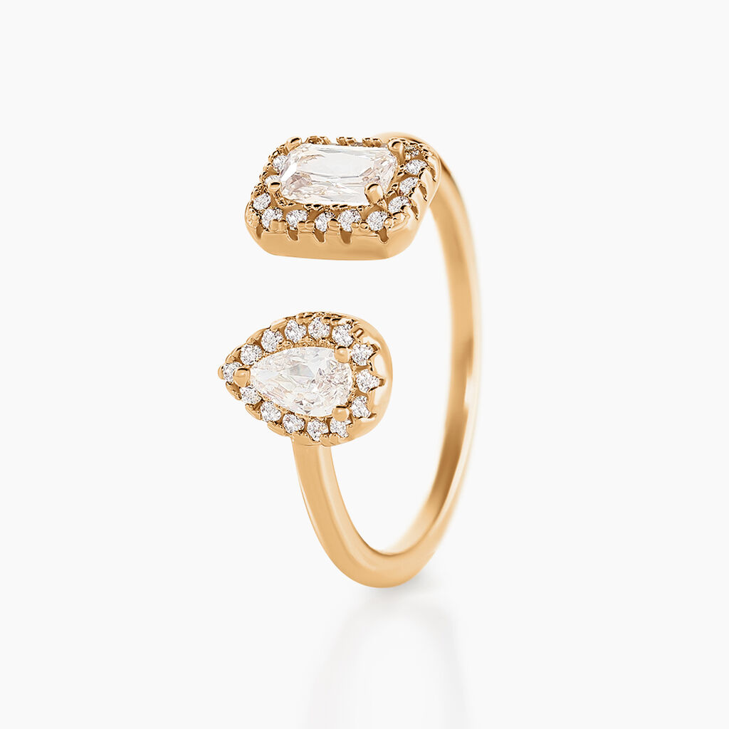 Bague Cindya Plaqué Or Doré Oxyde De Zirconium - Bagues avec pierre Femme | Histoire d’Or
