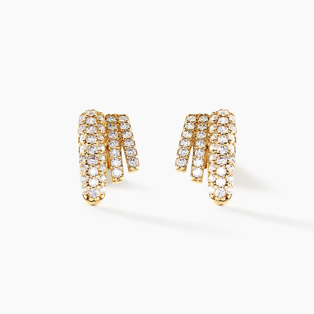 Boucles D'oreilles Puces Shimmel Or Jaune Oxyde De Zirconium - Clous d'oreilles Femme | Histoire d&rsquo;Or