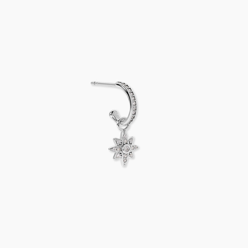 Cr&eacute;ole Unitaire Ancelin Rondes Argent Blanc Oxyde De Zirconium - Piercings d'oreilles Femme | Histoire d&rsquo;Or