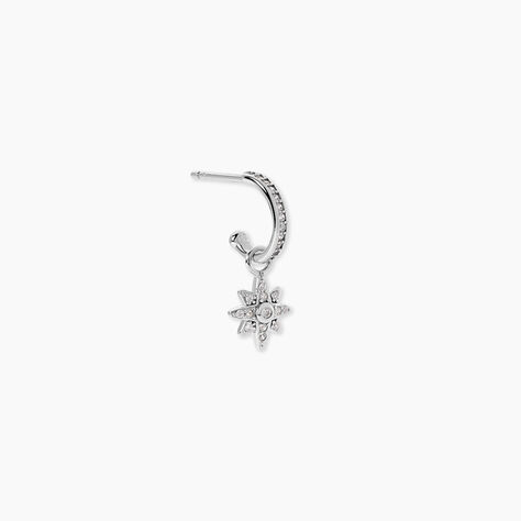 Cr&eacute;ole Unitaire Ancelin Rondes Argent Blanc Oxyde De Zirconium - Piercings d'oreilles Femme | Histoire d&rsquo;Or