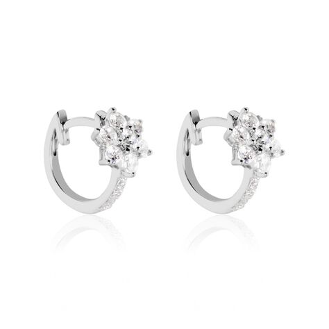 Cr&eacute;oles Argent Blanc Sanz Oxyde De Zirconium - Boucles d'oreilles cr&eacute;oles Femme | Histoire d&rsquo;Or