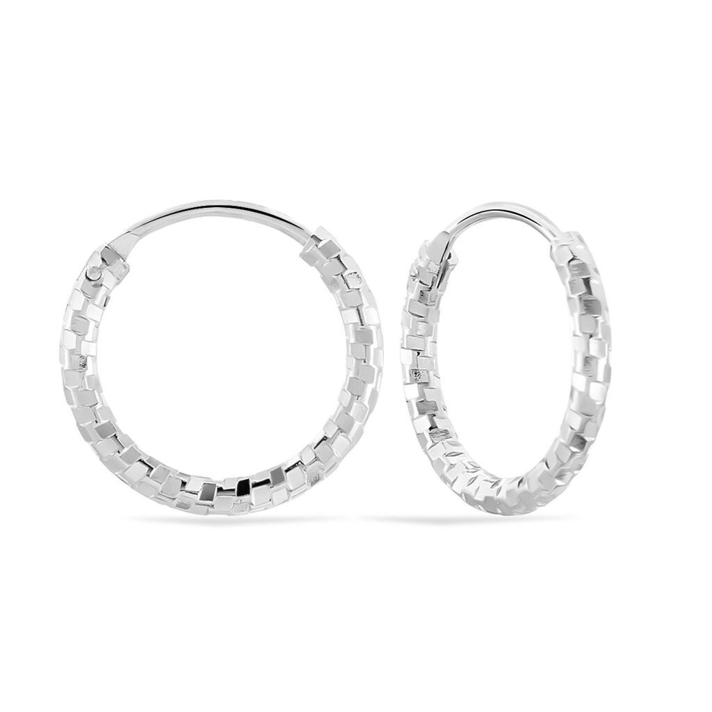 Cr&eacute;oles Argent Blanc Agathe - Boucles d'oreilles cr&eacute;oles Femme | Histoire d&rsquo;Or