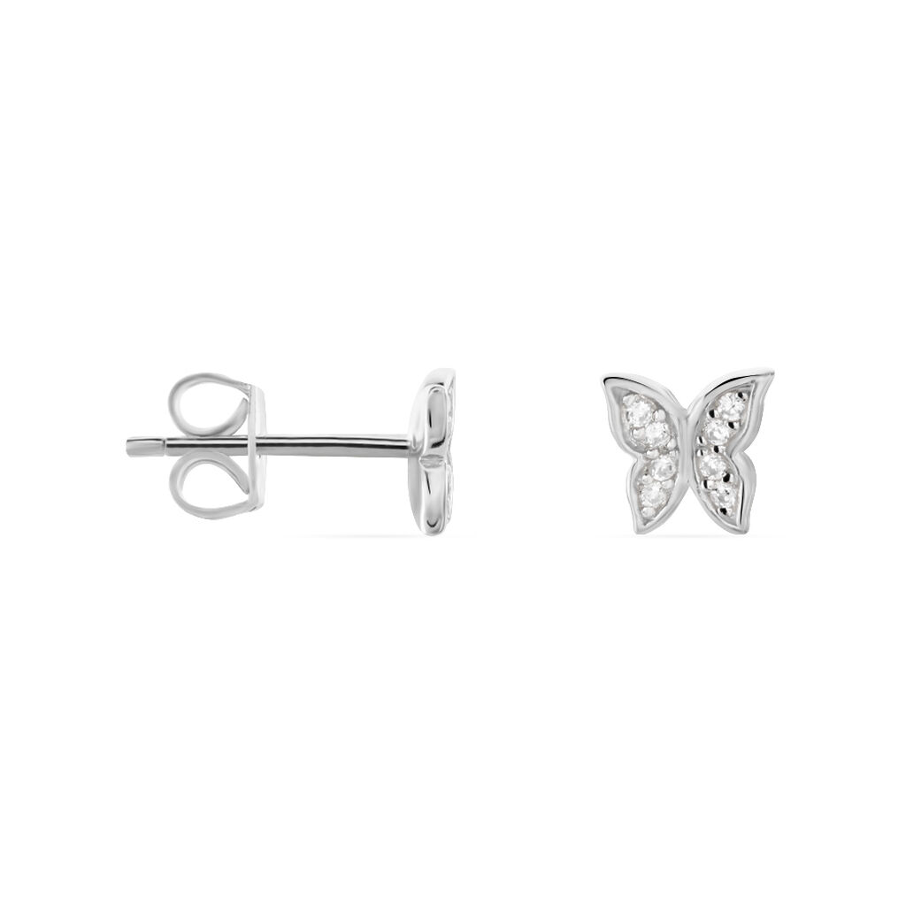 Boucles D'oreilles Puces Cadfan Argent Blanc Oxyde - Boucles d'oreilles fantaisie Femme | Histoire d’Or