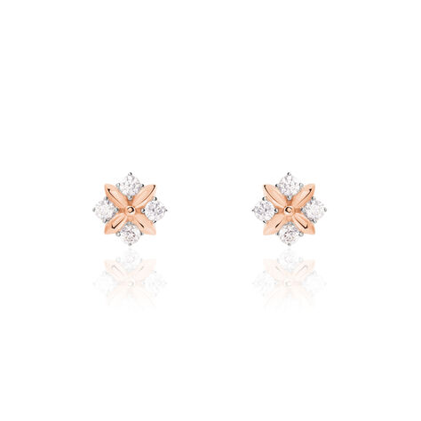 Boucles D'oreilles Pendantes Gladysse Or Rose Oxyde De Zirconium - Boucles d'oreilles pendantes Femme | Histoire d’Or