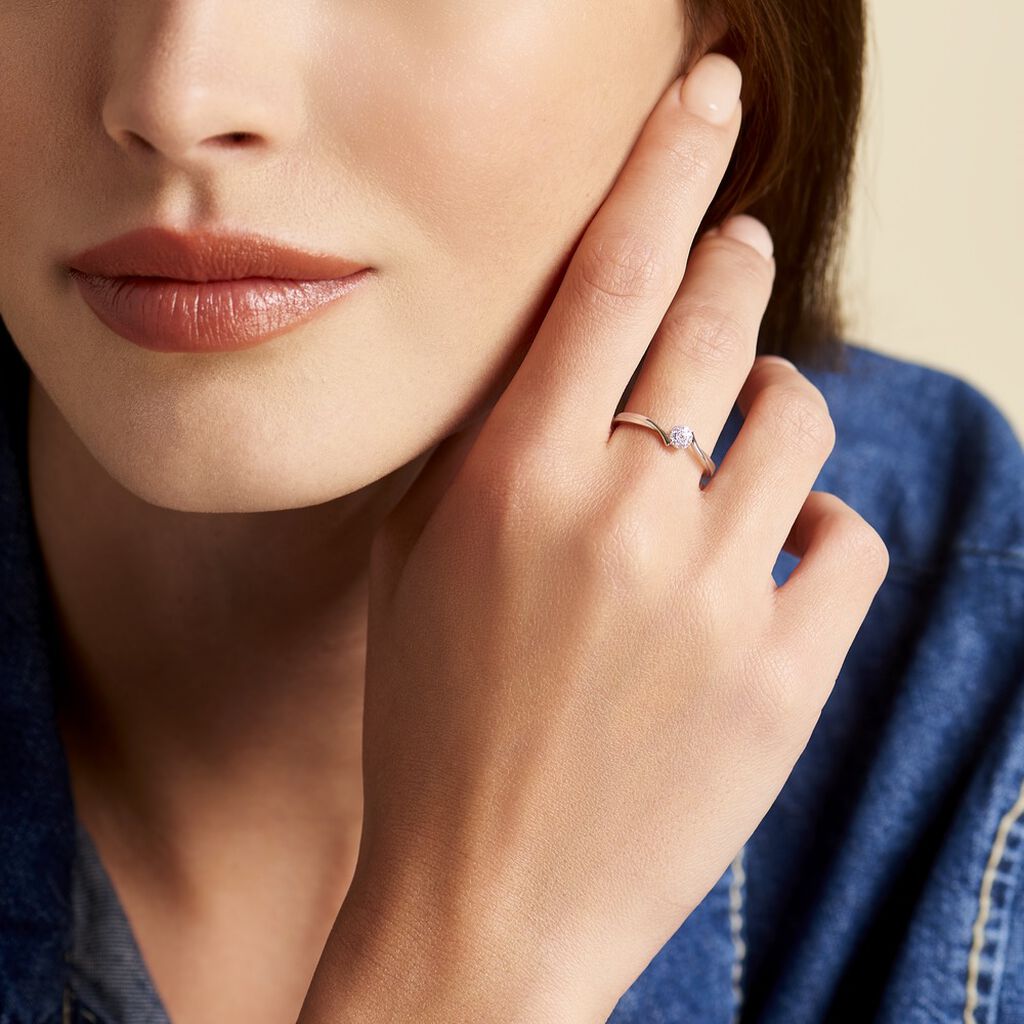 Bague Or Blanc Cerisette Diamant - Bagues solitaires Femme | Histoire d’Or