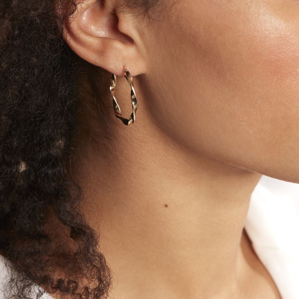 Créoles Lenna Torsadée Plaqué Or Jaune - Boucles d'oreilles créoles Femme | Histoire d’Or