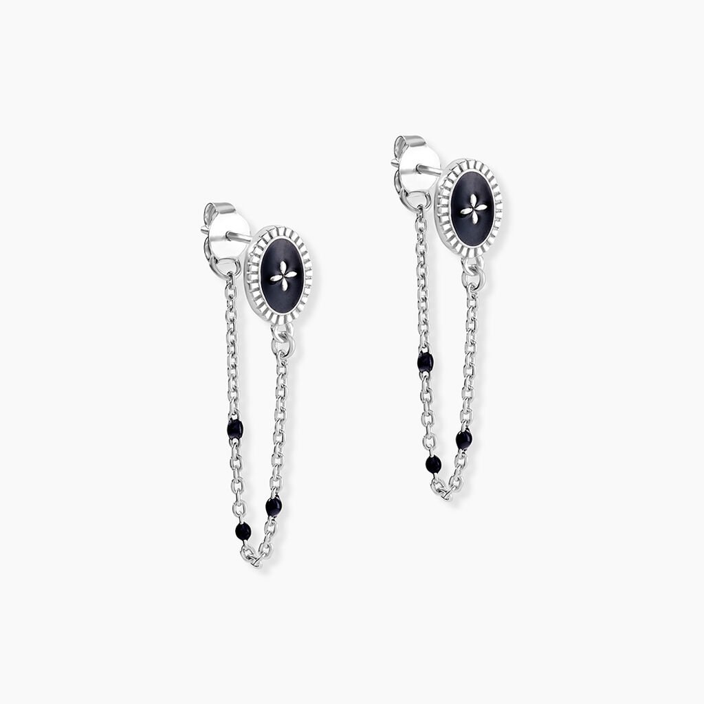 Boucles D'oreilles Pendantes Polka Argent Blanc - Boucles d'oreilles fantaisie Femme | Histoire d&rsquo;Or